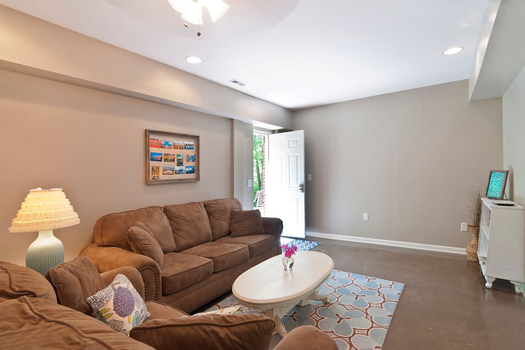 Living room has a sleeper sofa