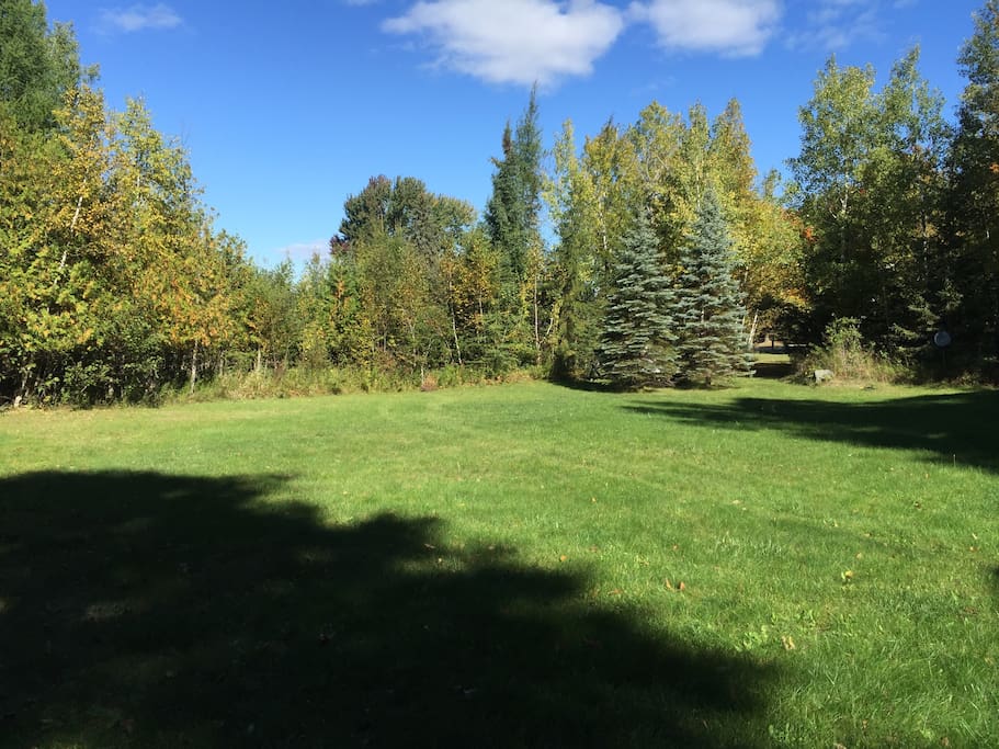 Large wooded yard. Very private. Upper level of home and living room have beautiful views of crooked lake.