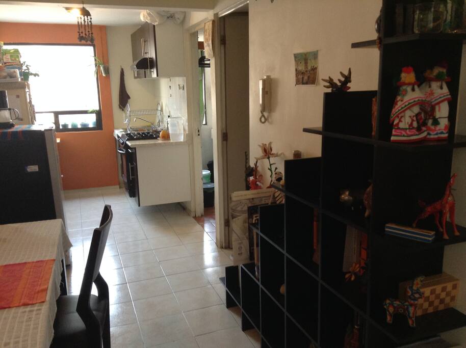 cocina completa: refrigerador, estufa