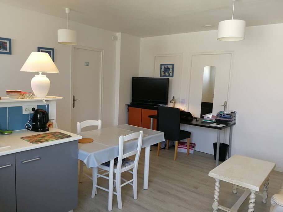 open kitchen with living room