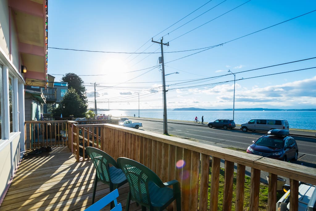Puget Sound and beach views from the large deck.