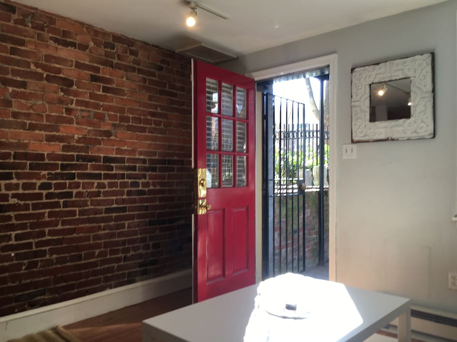 Private entrance into High English Basement Apartment in Historic Dupont.