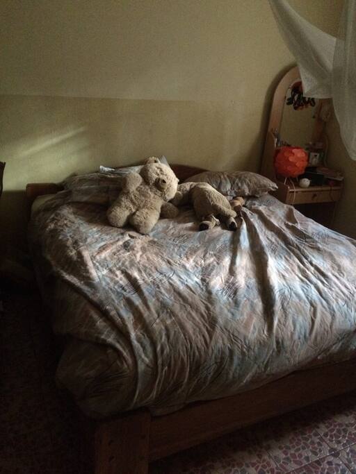 A King-size bed in one bedroom