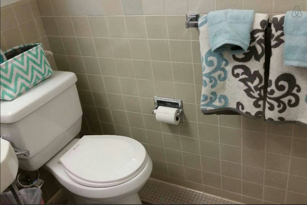 Private Bathroom includes towels, and toiletries.