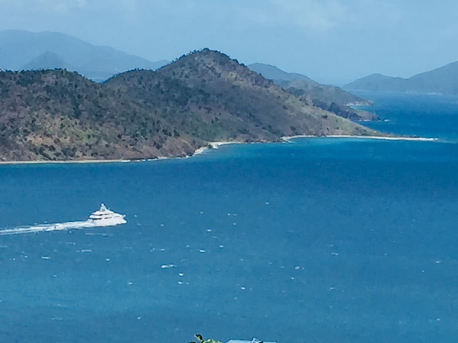 Your view from the driveway. Nautically speaking, that’s the “Pillsbury Sound”—it’s five miles out from, ‘The Trench’ the deepest waters on the planet!!!!
Btw, that’s Tortola & Jost Van Dyke in the background...