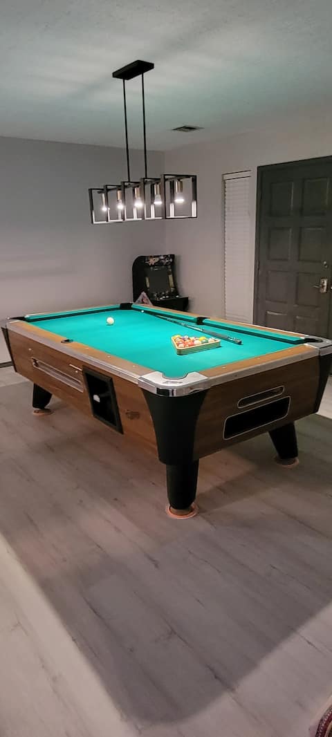 Game room and hot tub!