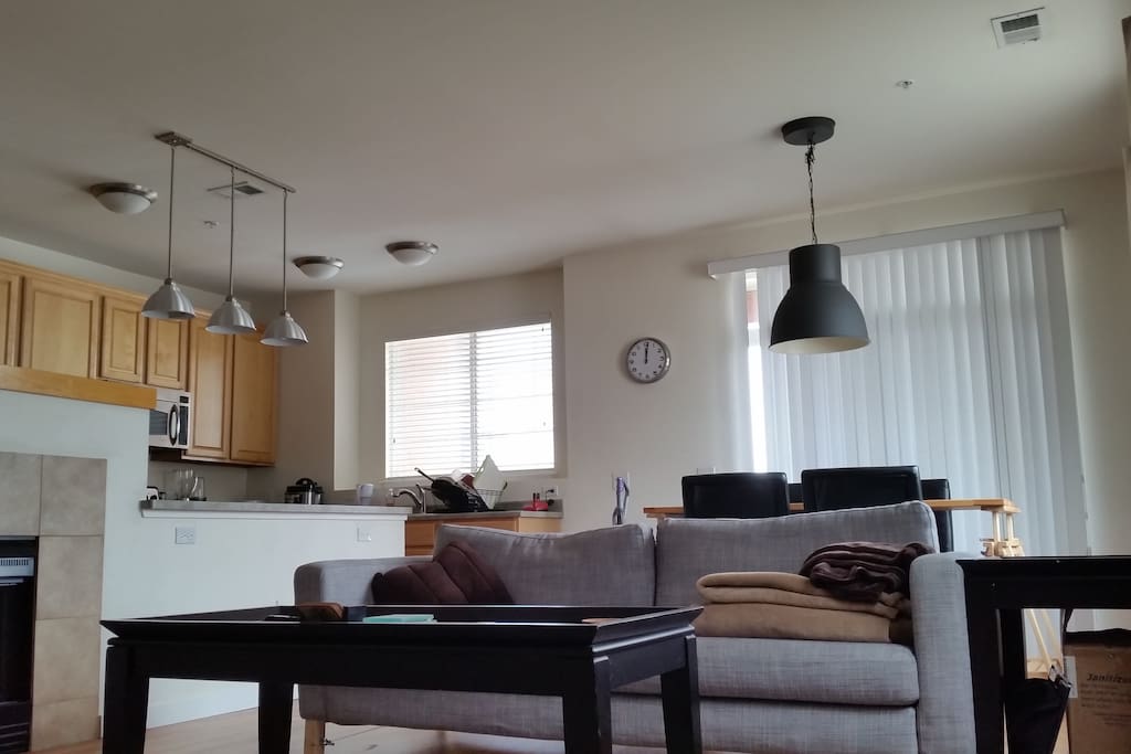 Open loft style. Living room, dinning table, kitchen and half bathroom on main level