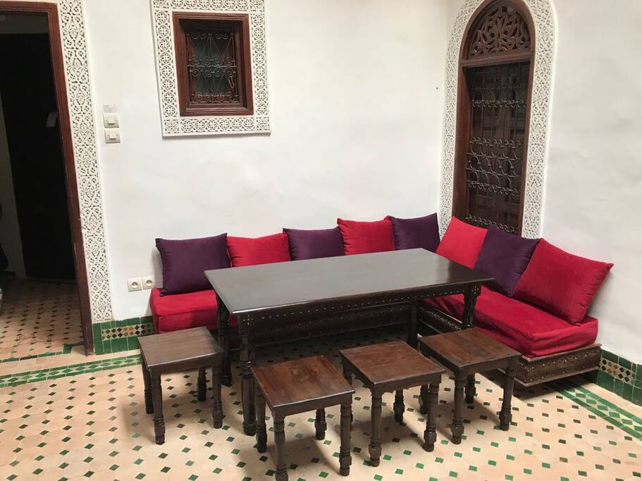 Dining table in the courtyard