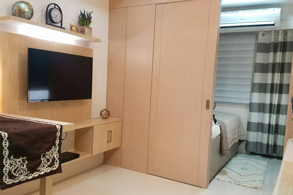 Large flat screen TV, TVPlus channels, DVD Player, HDMI connection, surround ceiling lights, surround cabinetry lights