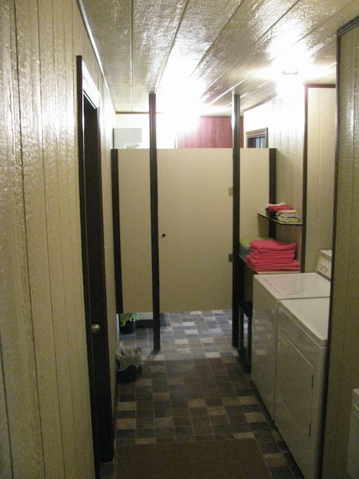 this is the bathroom with washer dryer