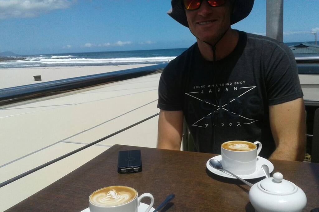 Enjoying a coffee on onrus beach !