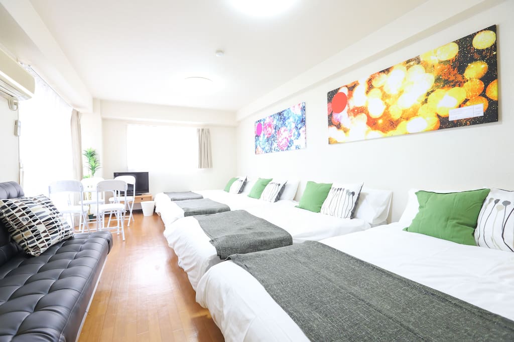 Sleeping area. (4 Double beds)