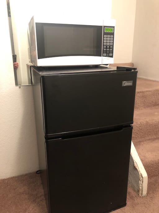 Personal mini fridge plus microwave