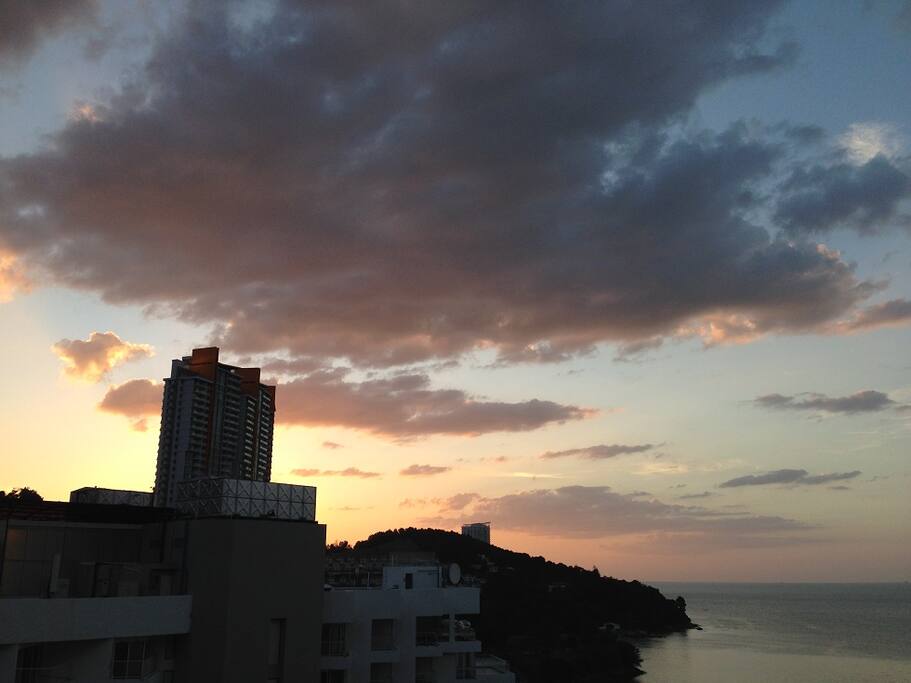 The apartment with a beautiful view. This is a view during dawn.