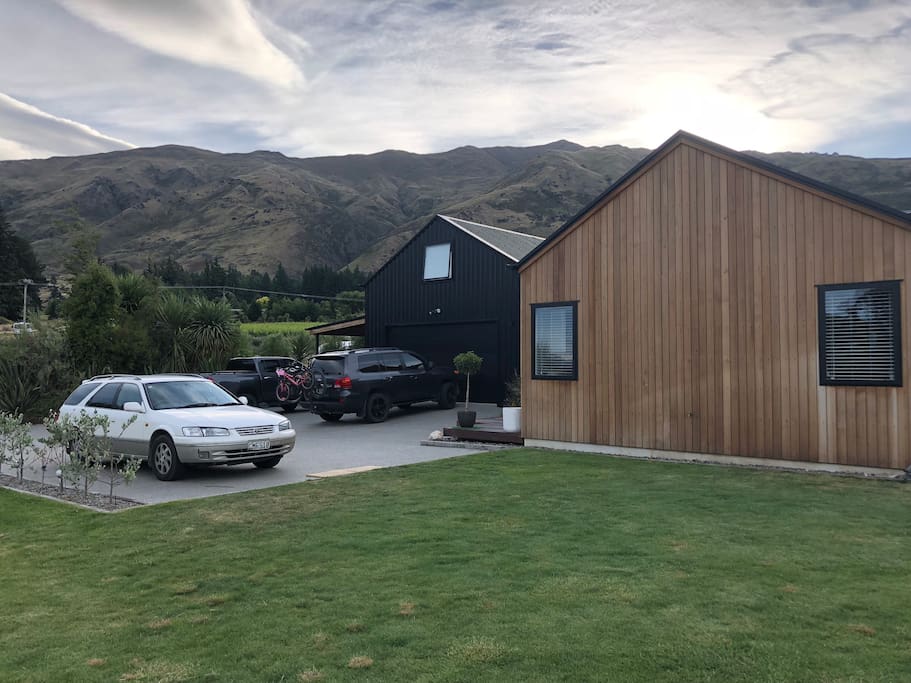 loft above garage (black building)