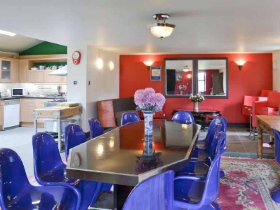 Open Dining /Living Space with alfresco patio space and Kitchen