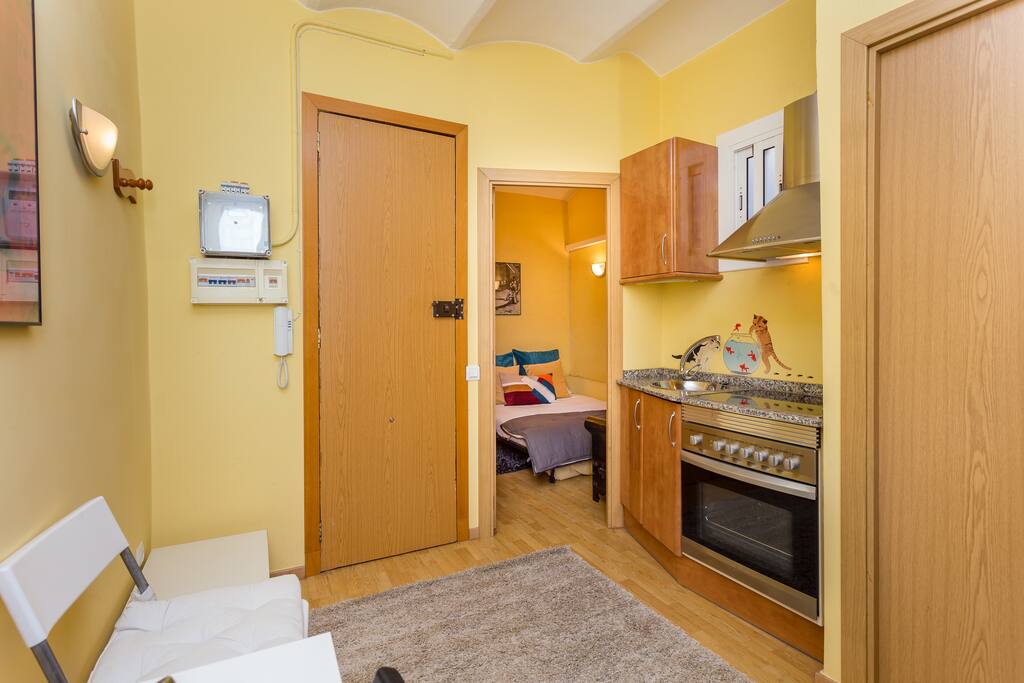 Living area and kitchen
