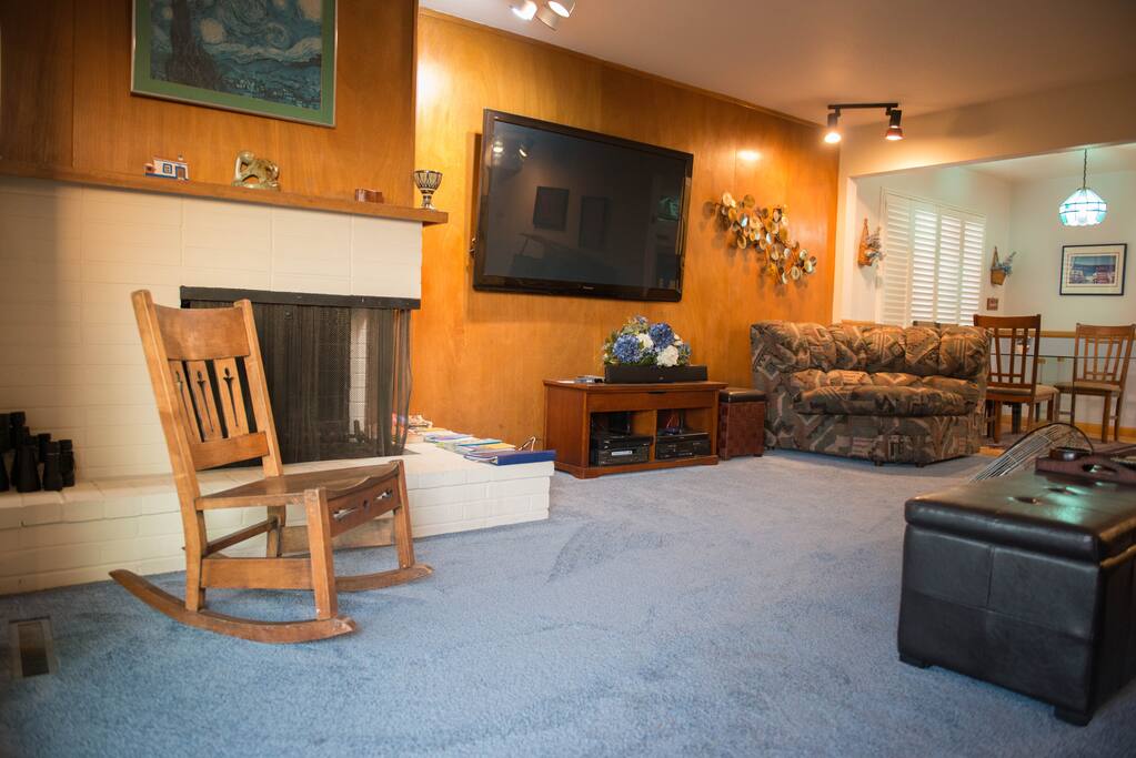 Living Room with 72" flat screen