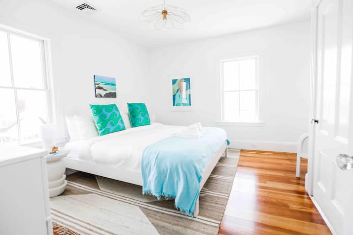 Main Bedroom with luxury linens by Pine Cone Hill/Annie Selke