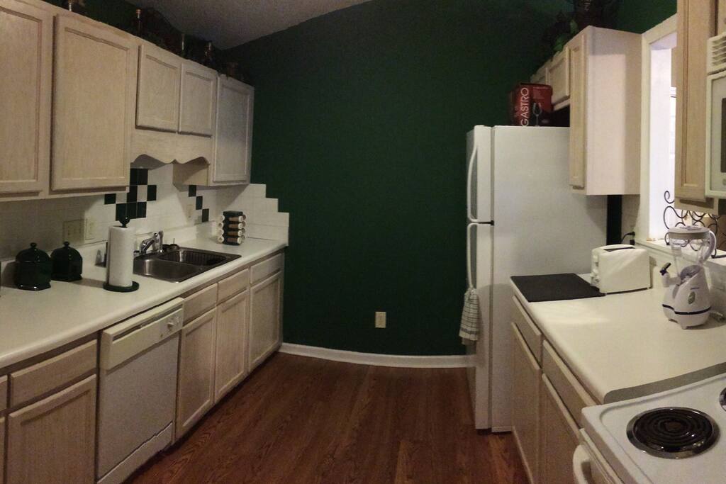 All appliances, cookware, flatware, plates and glasses, etc
