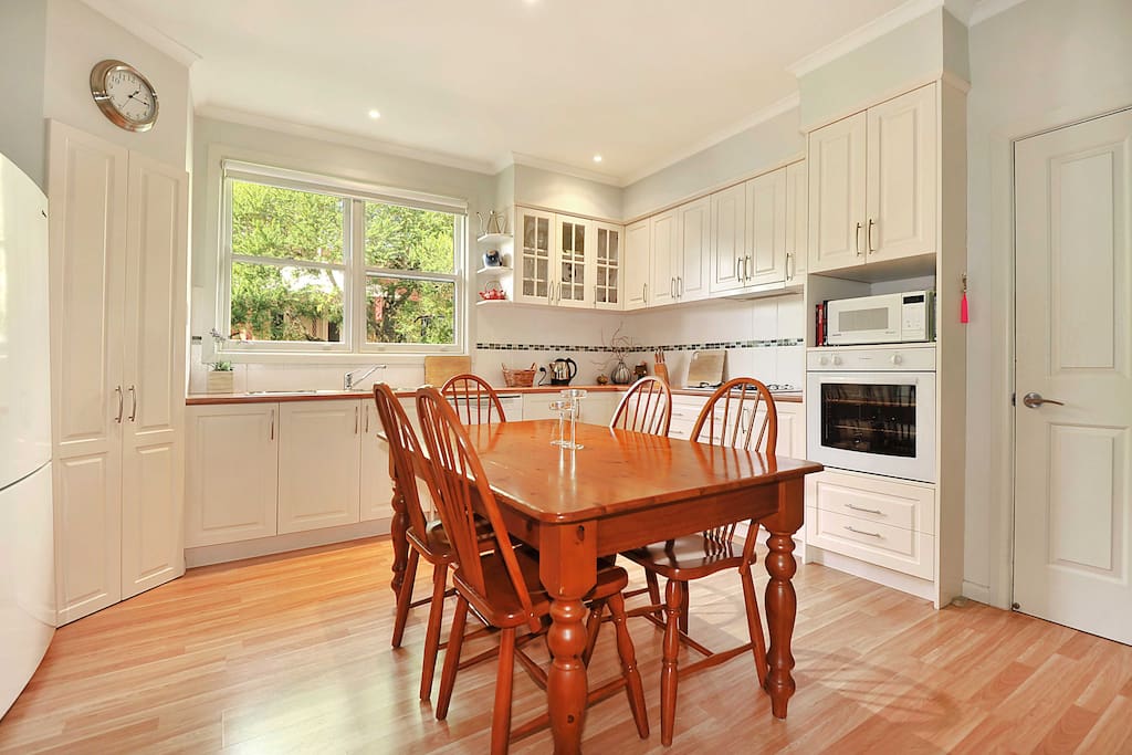 Our beautifully appointed country-style kitchen with coffee pod machine