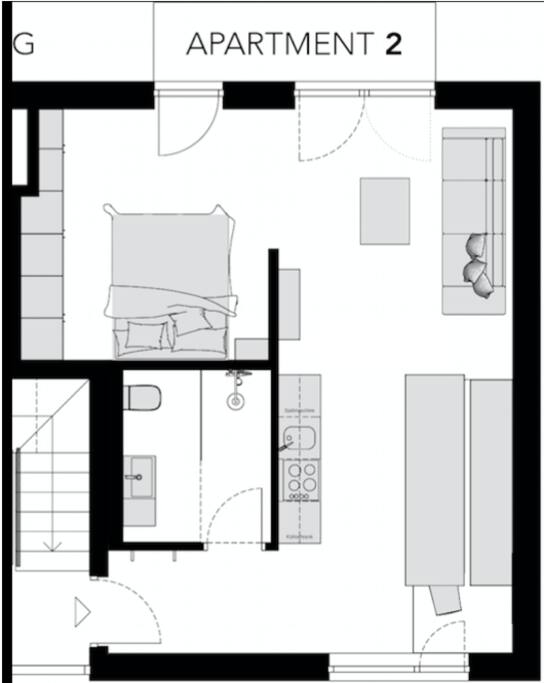 Grundriss Apartment 2 (unverbindliche Visualisierungen)