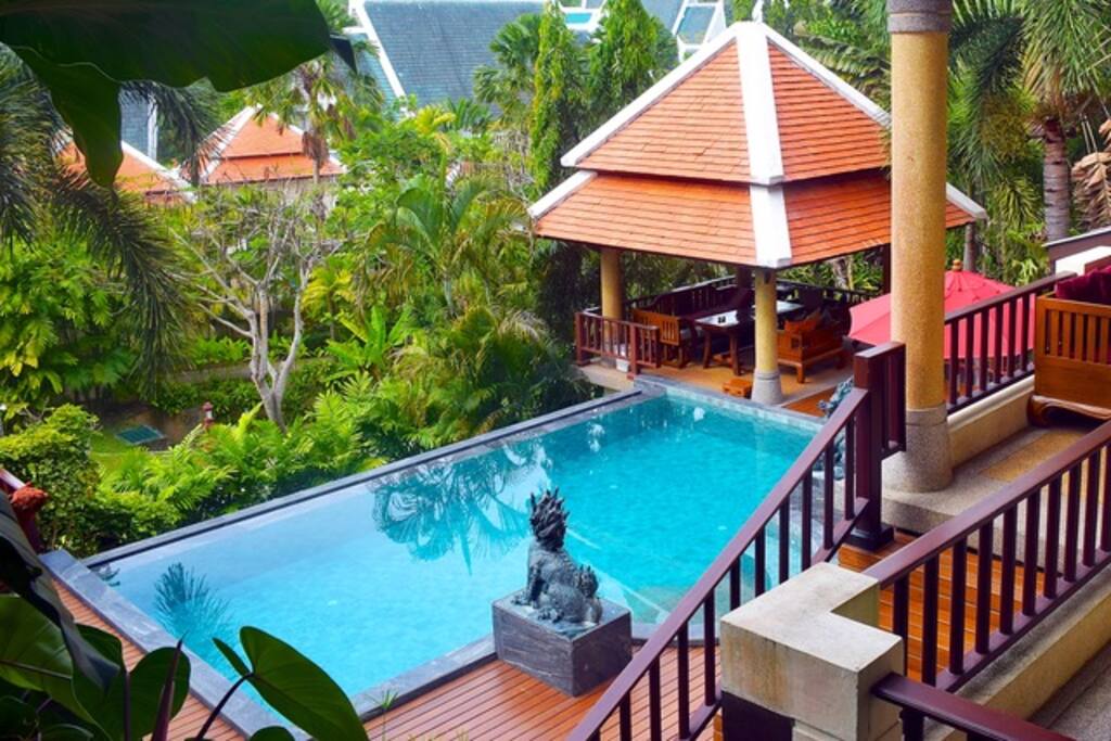 Overlooking the pool