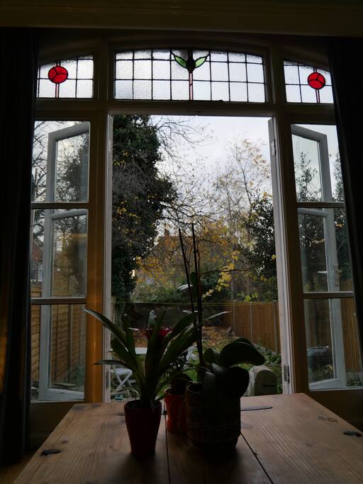 Living room with south facing garden