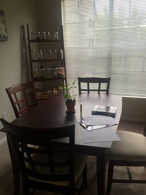 There's a desk in the bedroom but many people choose to use the dining room as a work space.