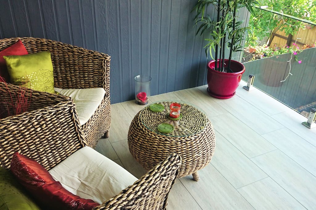 Outside the Guest room is an
Upstairs deck to have breakfast on.