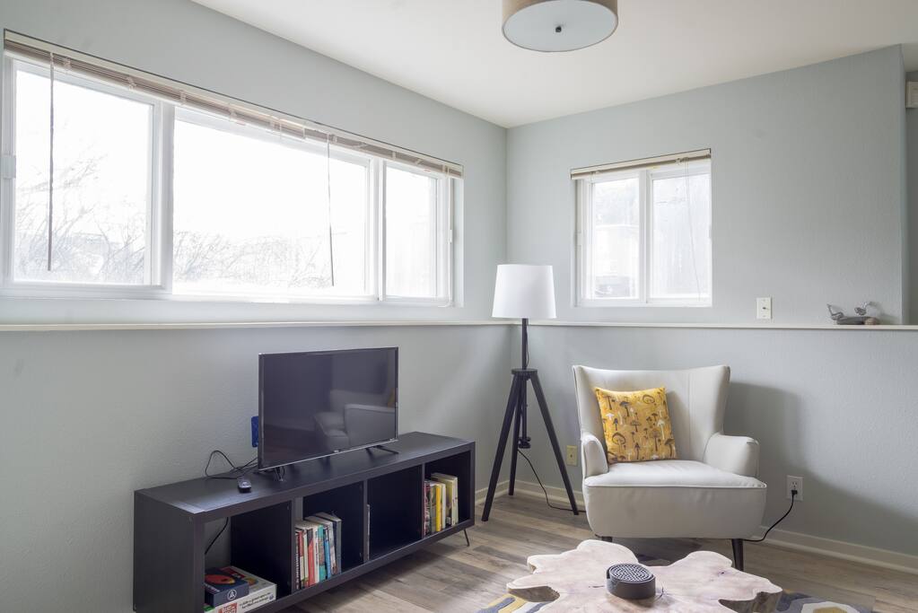 A few books and games to enjoy while you relax. Roku tv with local channels as well as the ability to log into your Netflix, Amazon Prime, and Hulu accounts. PBS Kids channel for the littles.