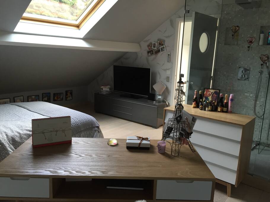 Chambre double avec douche
