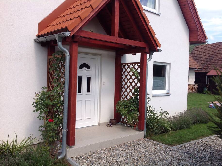 The front door of the main house