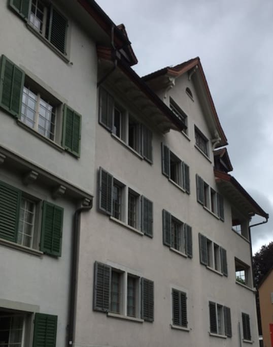 view from the street apartment with loggia facing the east