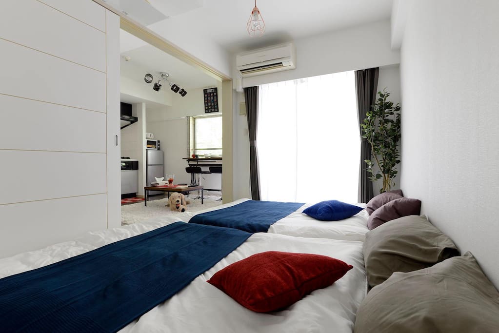 Two double beds.