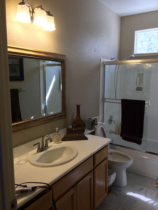 Nice and clean shared bathroom.