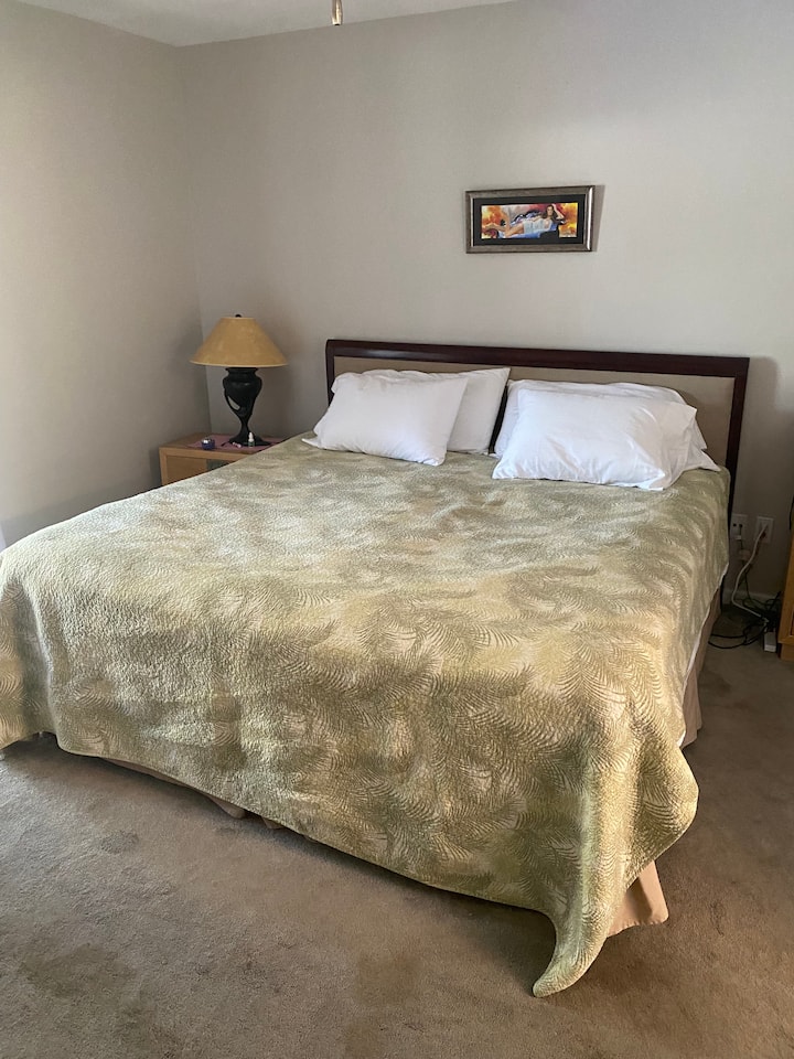 חדר שינה ראשי עם מיטת קינג סייז נוחה