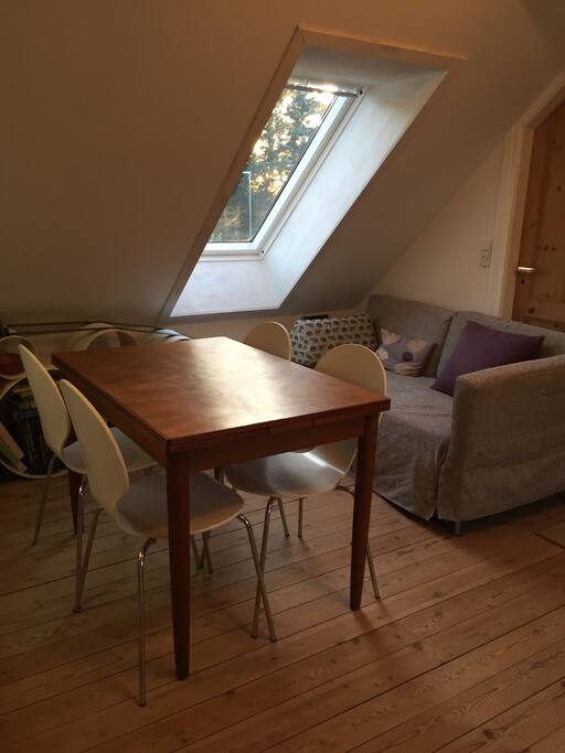 Spisekrog og sovesofa (1,8x0,9 m)