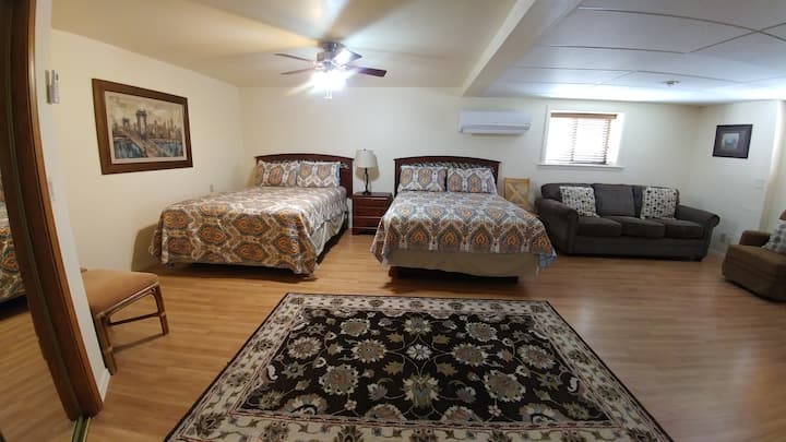 4th Master suite with 2 Queen beds and 1  Queen sleeper sofa, attached own bathroom