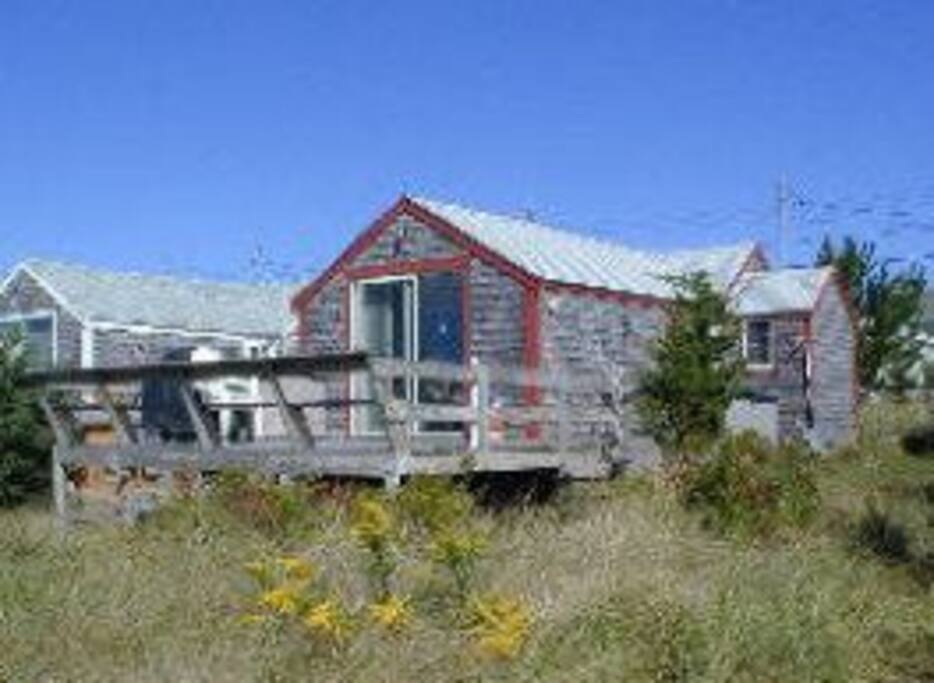 View from the marsh of the back of cottage