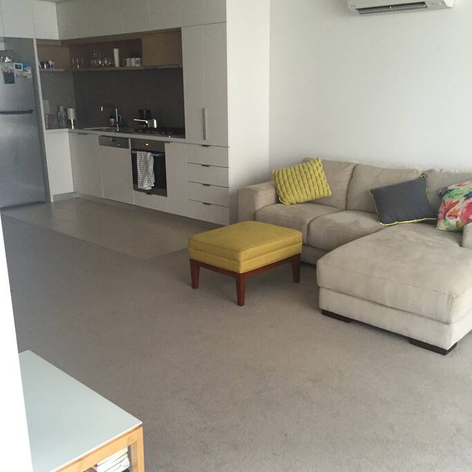 Comfy loungeroom and kitchen space