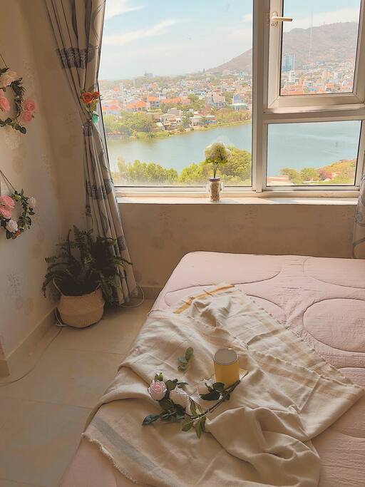 Bed in the studio. With great view