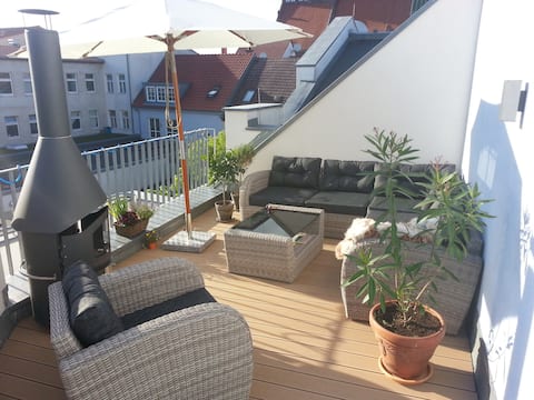 Apartment with large rooftop terrace in ❤ Greifswald