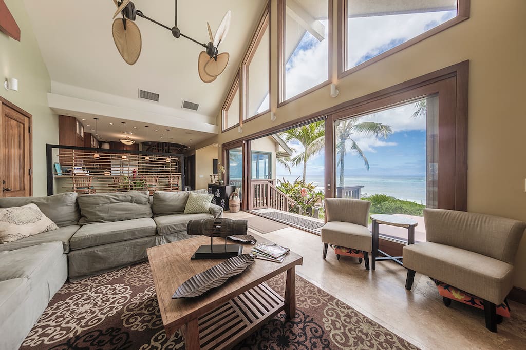 Relax in the open Family room with a view.