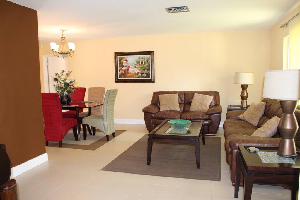 Living room and dining room