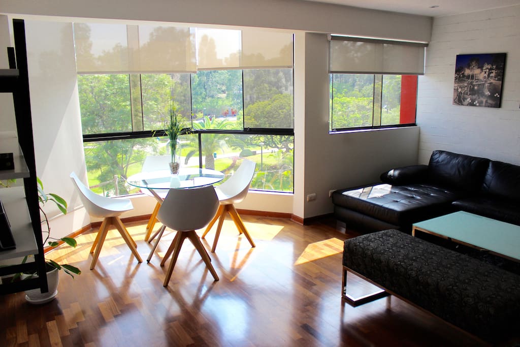 Living room with park view