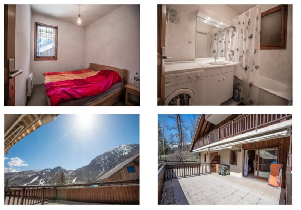 Chambre parentale fermée. Salle de bain avec baignoire