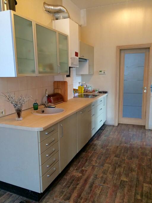 Kitchen has all that is needed to cook meals for your family.