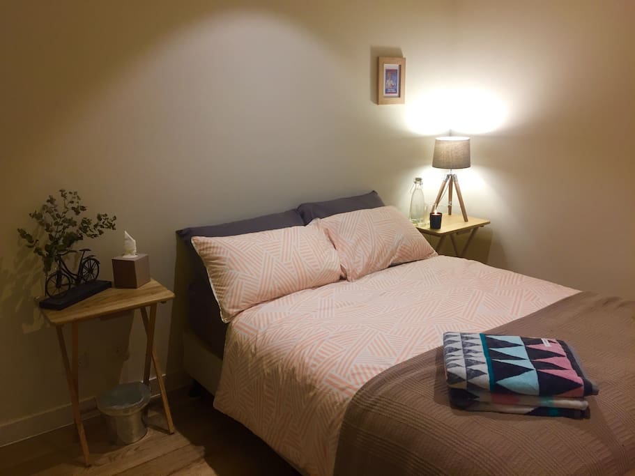 Your double bed and lux towels