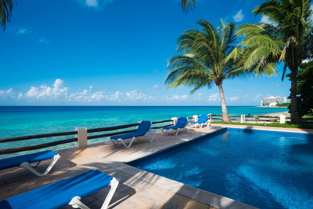 Fresh water pool sits right on the Caribbean